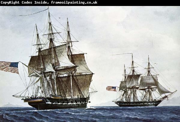 unknow artist Antoine Roux draw always sina vessel from tva synvinklar,liksom bare that handsome American tremastare.